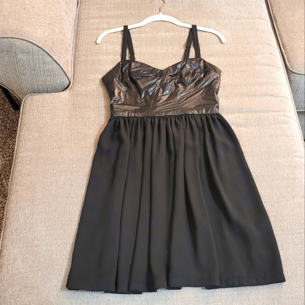 A New York Dress Faux Vegan Leather Biker Goth Little Black Dress Size Small